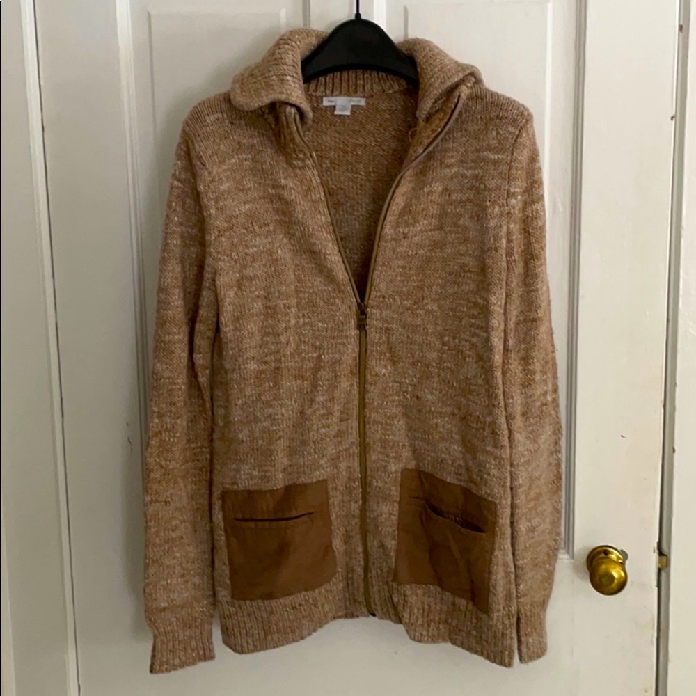 Wool zip-up chunky sweater